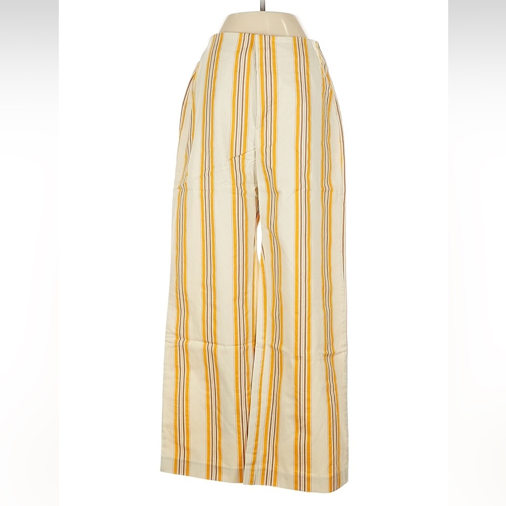 NWT Abercrombie & Fitch Twill Cotton Yellow Brown Striped Pants Size Small